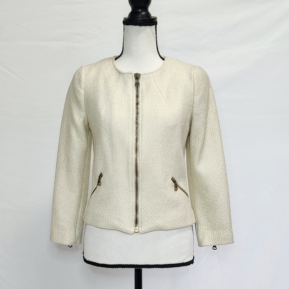 Zara Jackets & Blazers - Vintage Zara TRF Gold Overlay Cream Blazer Jacket